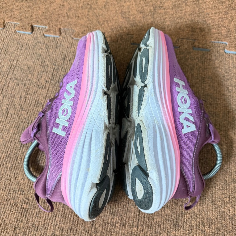 D+ shoe gym Hoka Bondi 8 Womens Running Shoes Purple Pink Road Sneakers 1127952 - Picture 7 of 13